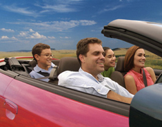 Family in a Convertible in Houston, TX